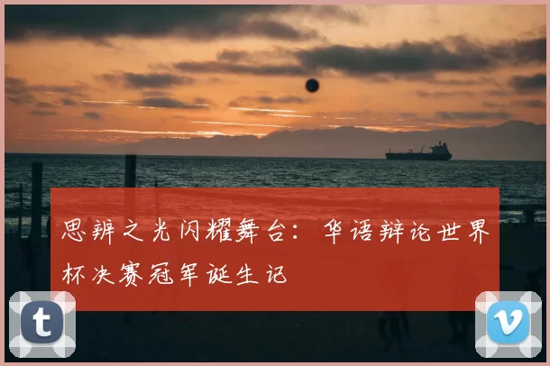 思辨之光闪耀舞台:华语辩论世界杯决赛冠军诞生记